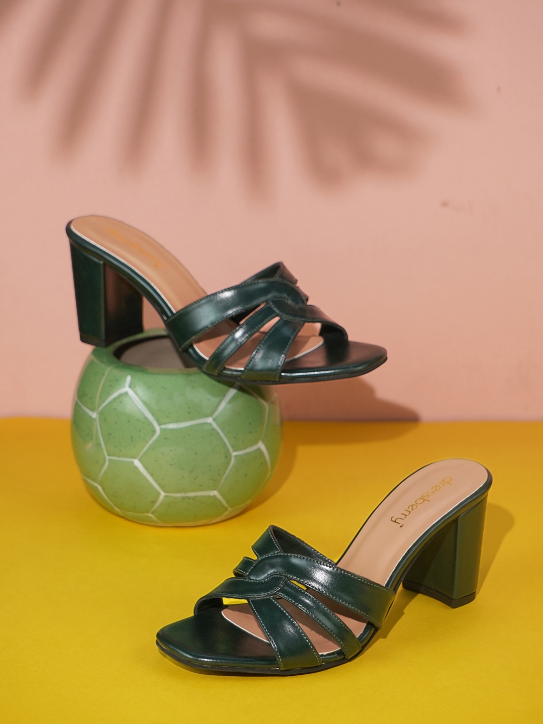 

DressBerry Solid Block Heels, Green