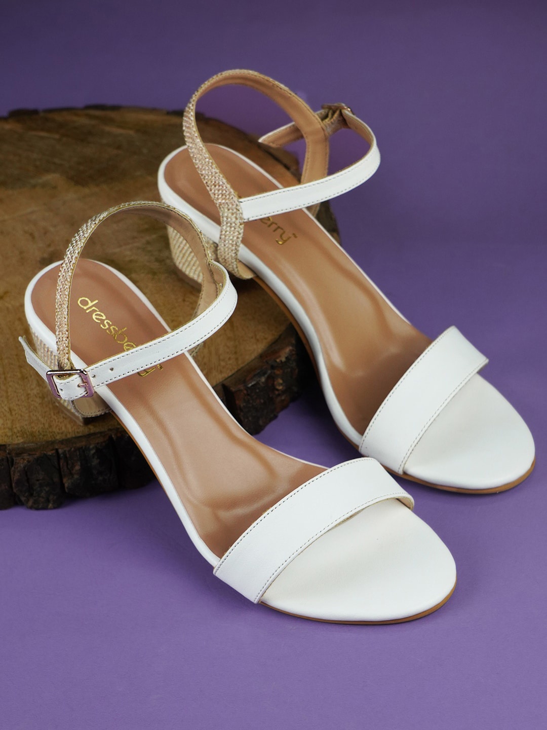 

DressBerry Solid Block Heels, White