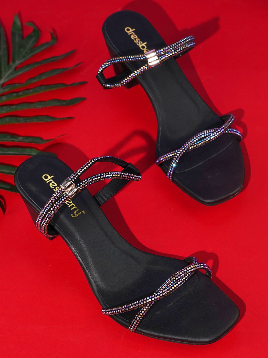 

DressBerry Black Party Kitten Mules with Bows