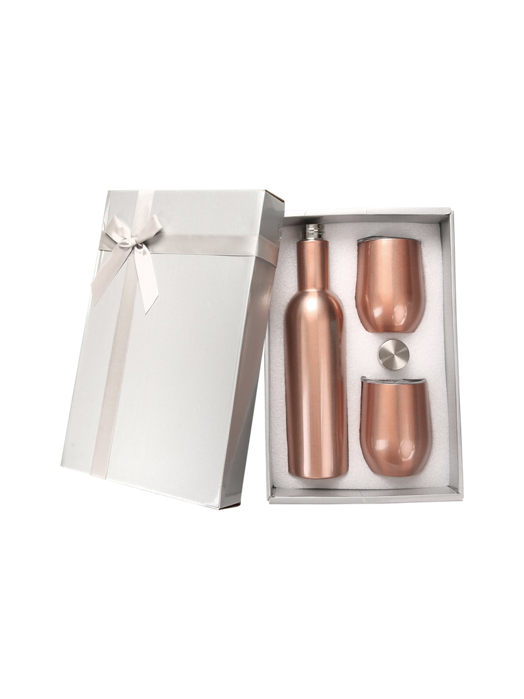 

earthism Copper-Toned Solid Stainless Steel Bottle Flask & Tumbler Gift Set