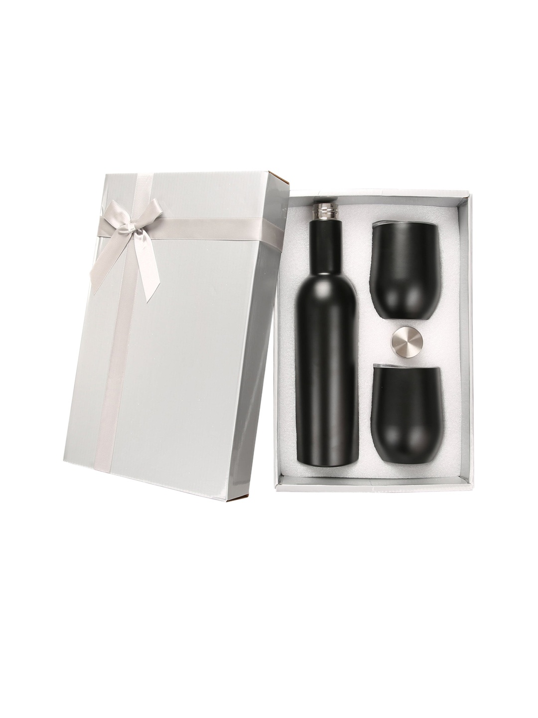 

earthism Black Solid Stainless Steel Bottle Flask & Tumbler Gift Set