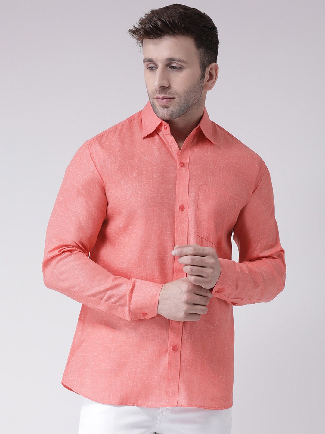 

RIAG Men Coral Solid Cotton Casual Shirt