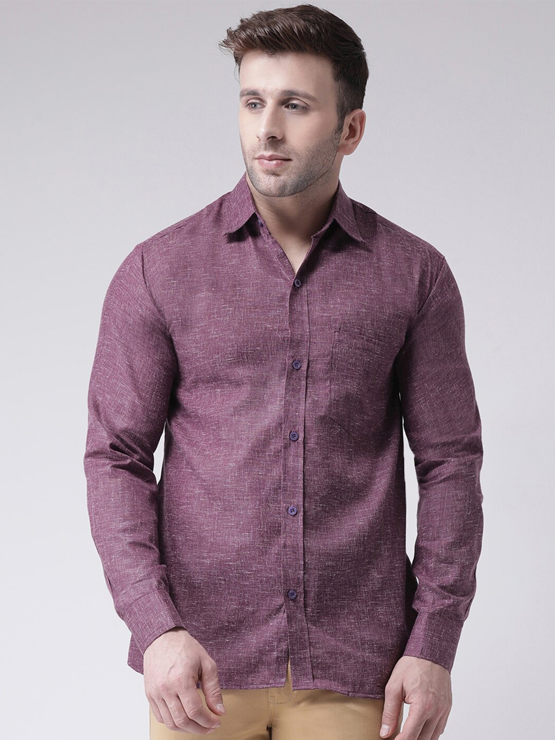 

RIAG Men Purple Solid Casual Shirt