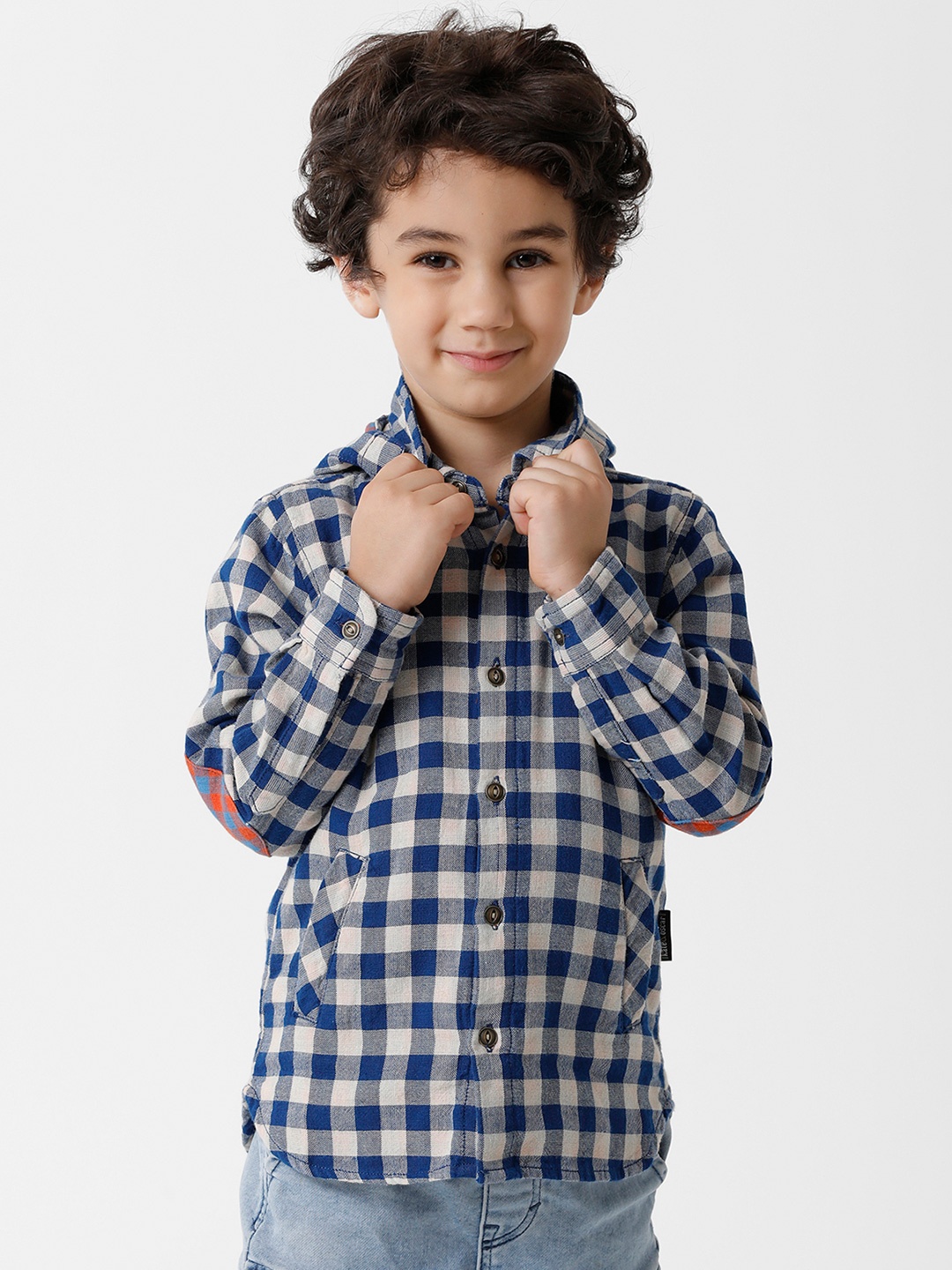 

KATE & OSCAR Boys Blue Standard Gingham Checks Checked Pure Cotton Casual Shirt
