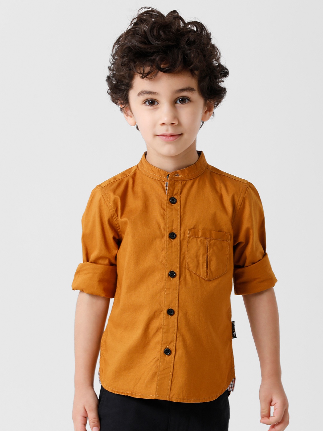

KATE & OSCAR Boys Mustard Standard Pure Cotton Casual Shirt