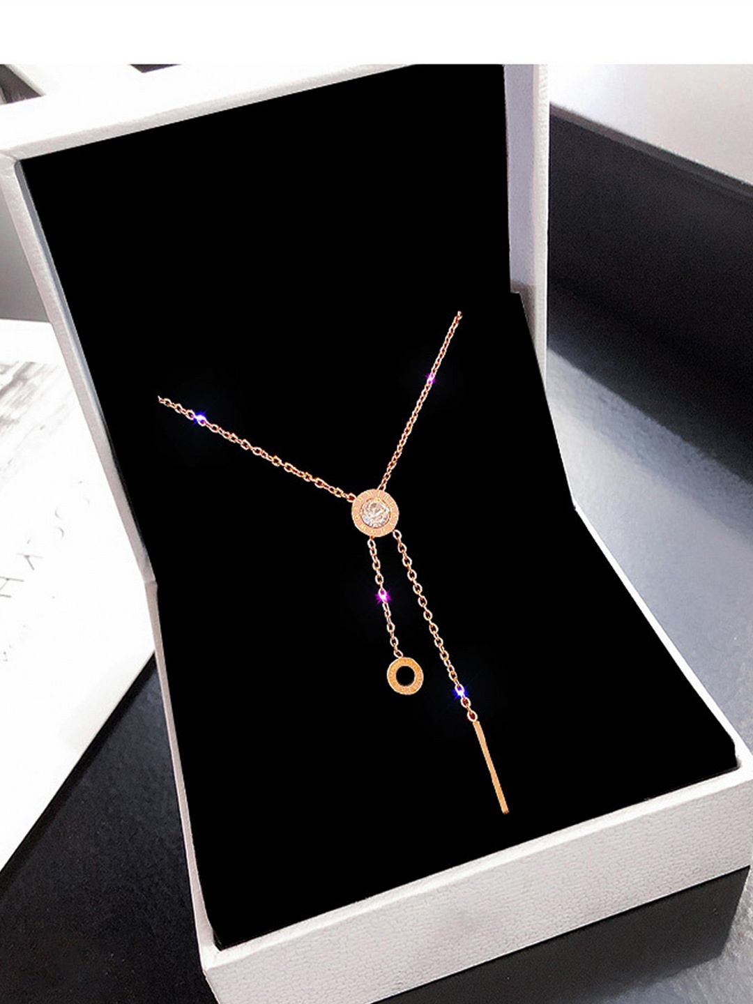

UNIVERSITY TRENDZ Rose Gold Plated & White CZ-Studded Antique Charming Pendant
