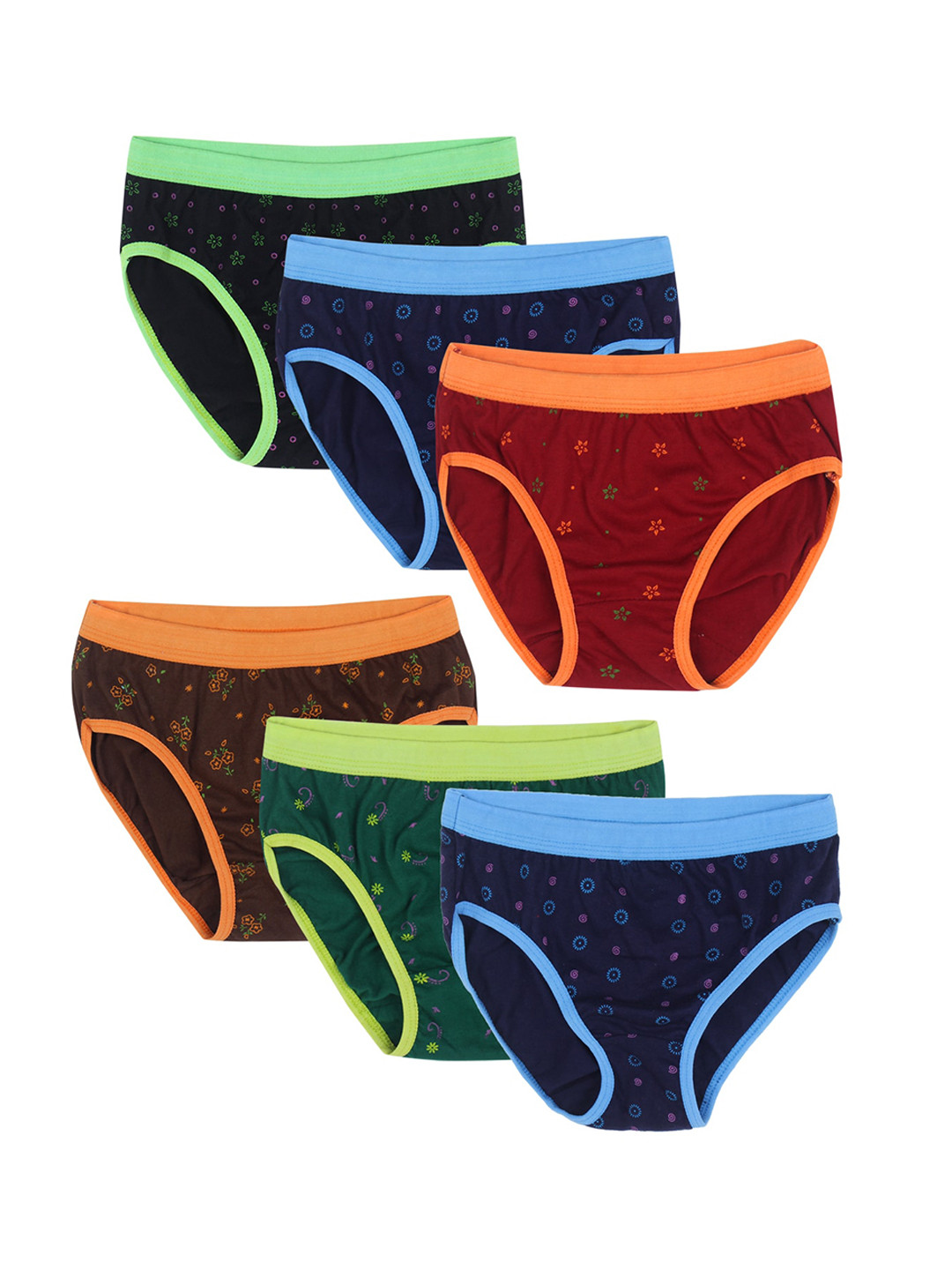 

CAREPLUS Girls Pack Of 6 Assorted Pure Cotton Basic Briefs
