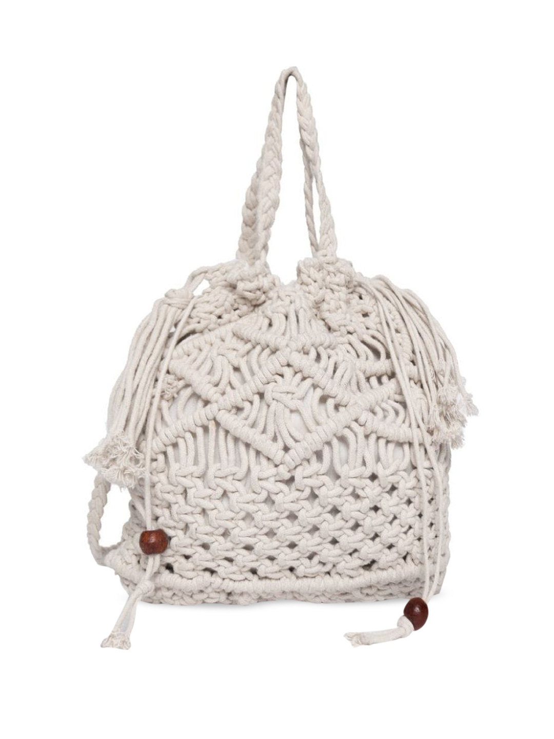 

ASTRID Off White Shopper Shoulder Bag with Cut Work