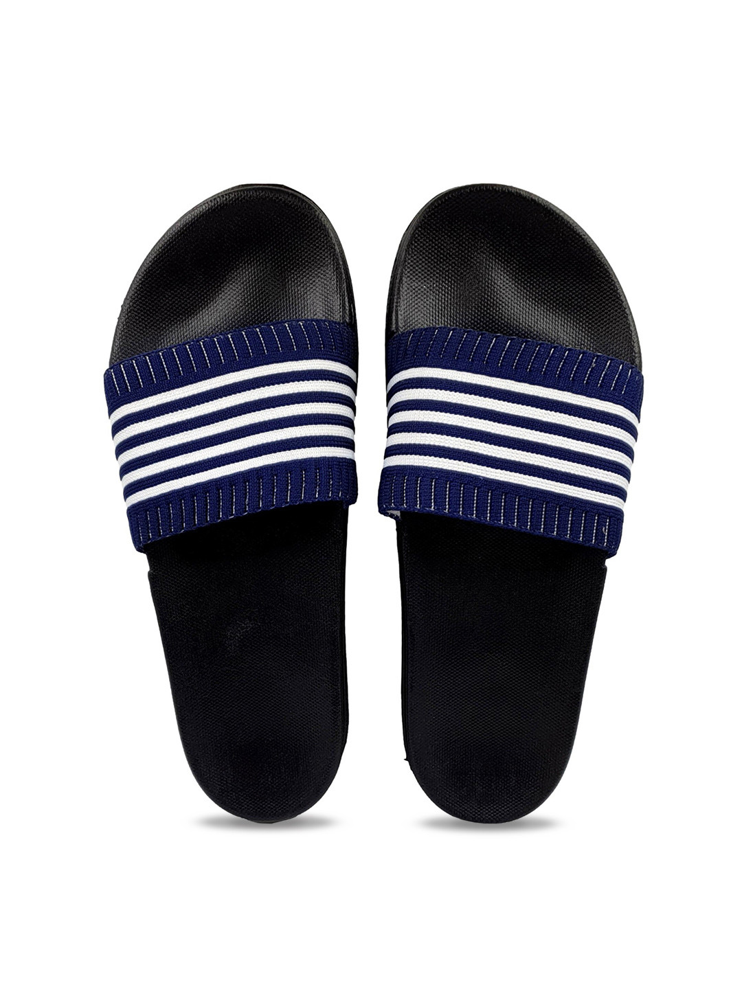

Pampy Angel Men Striped Rubber Sliders, Blue