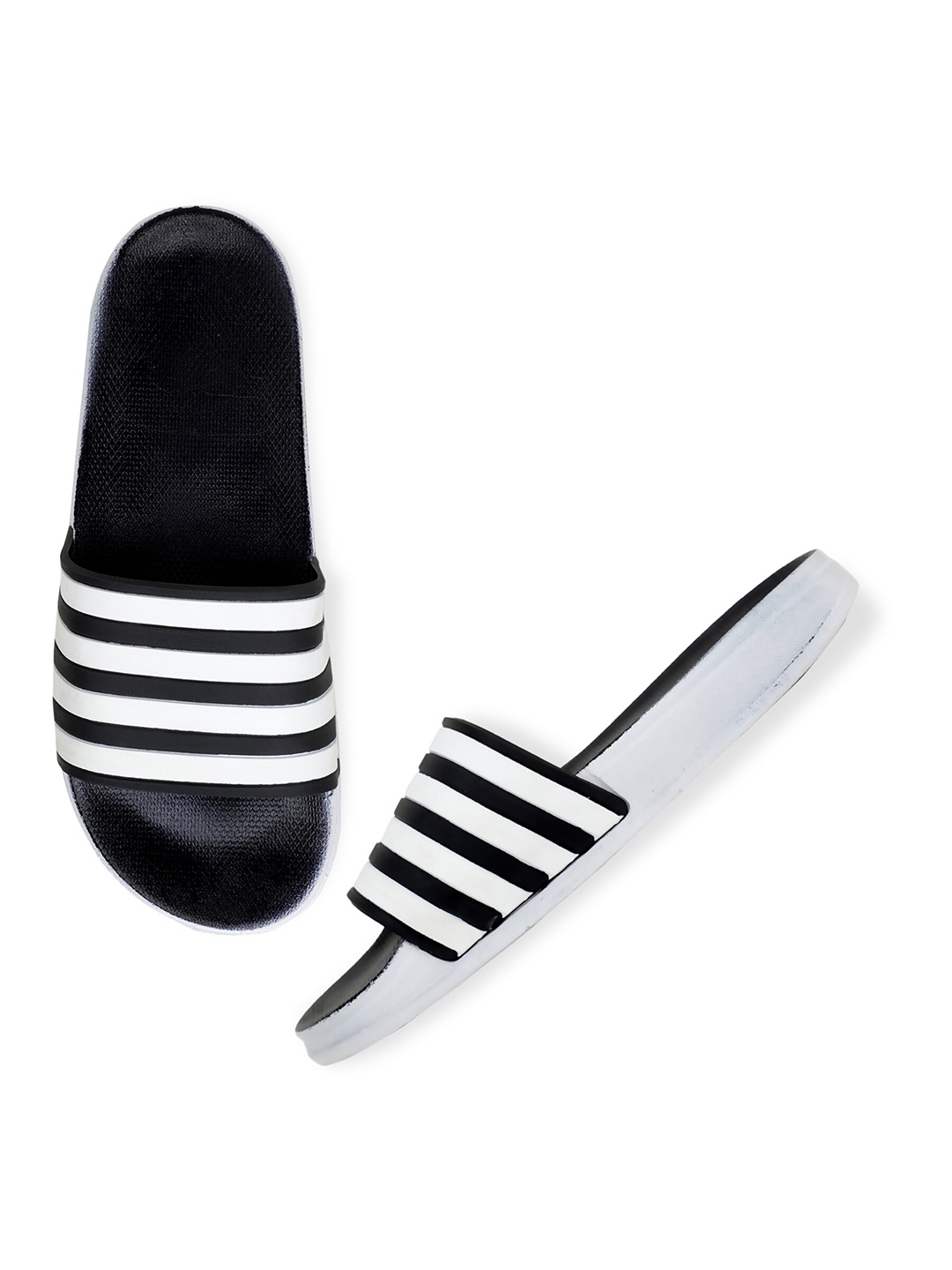 

Pampy Angel Women Striped Rubber Sliders, Black