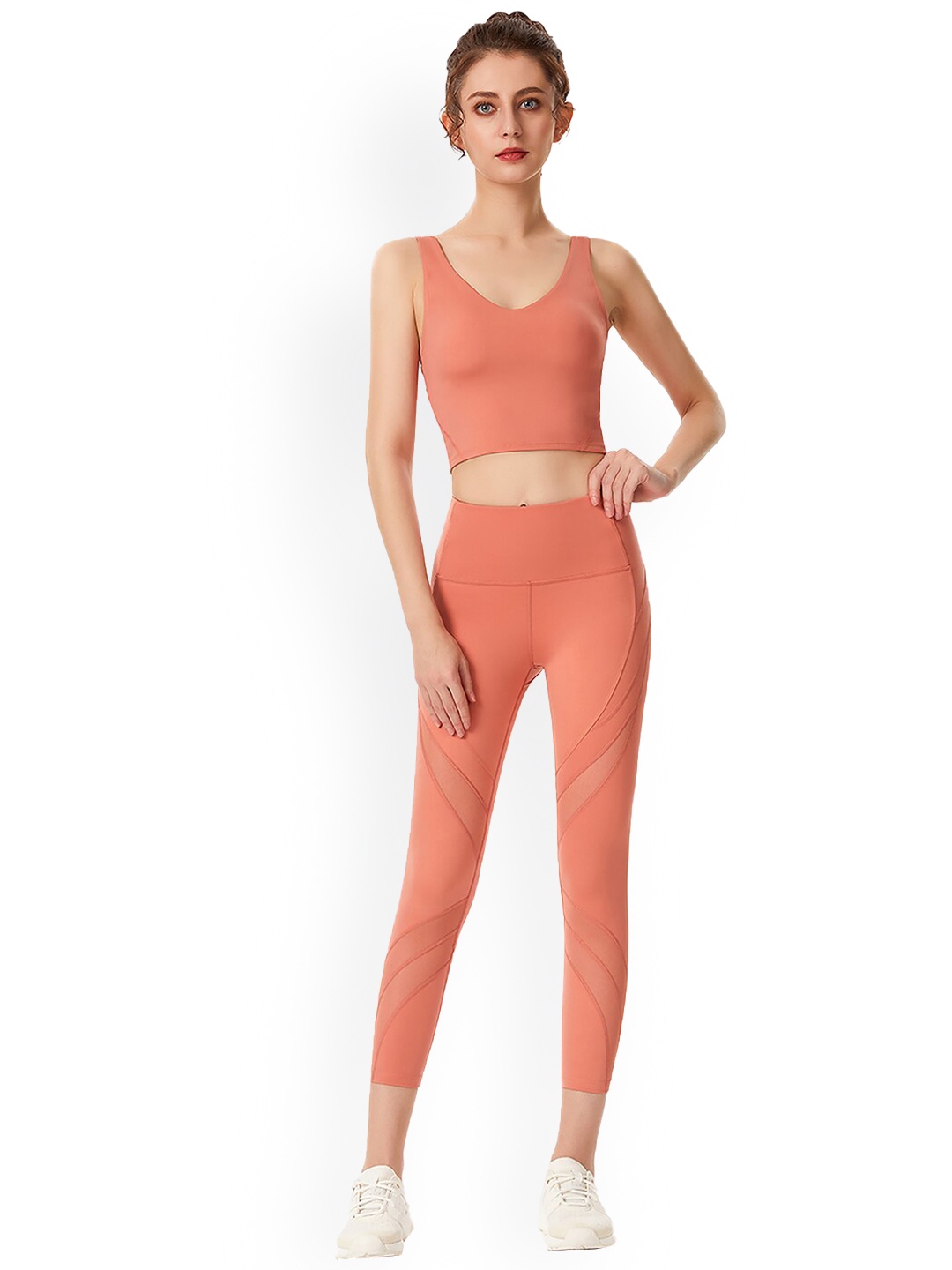 

JC Collection Women Pink Solid Dry Fit Tights, Orange