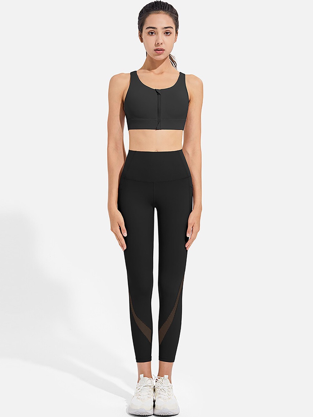 

JC Collection Women Black Solid Ankle Length Dry Fit Training Tights