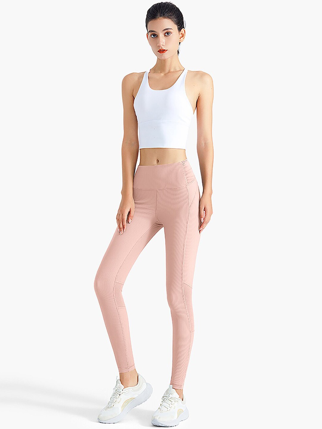 

JC Collection Women Peach Colored Solid Ankle Length Tights