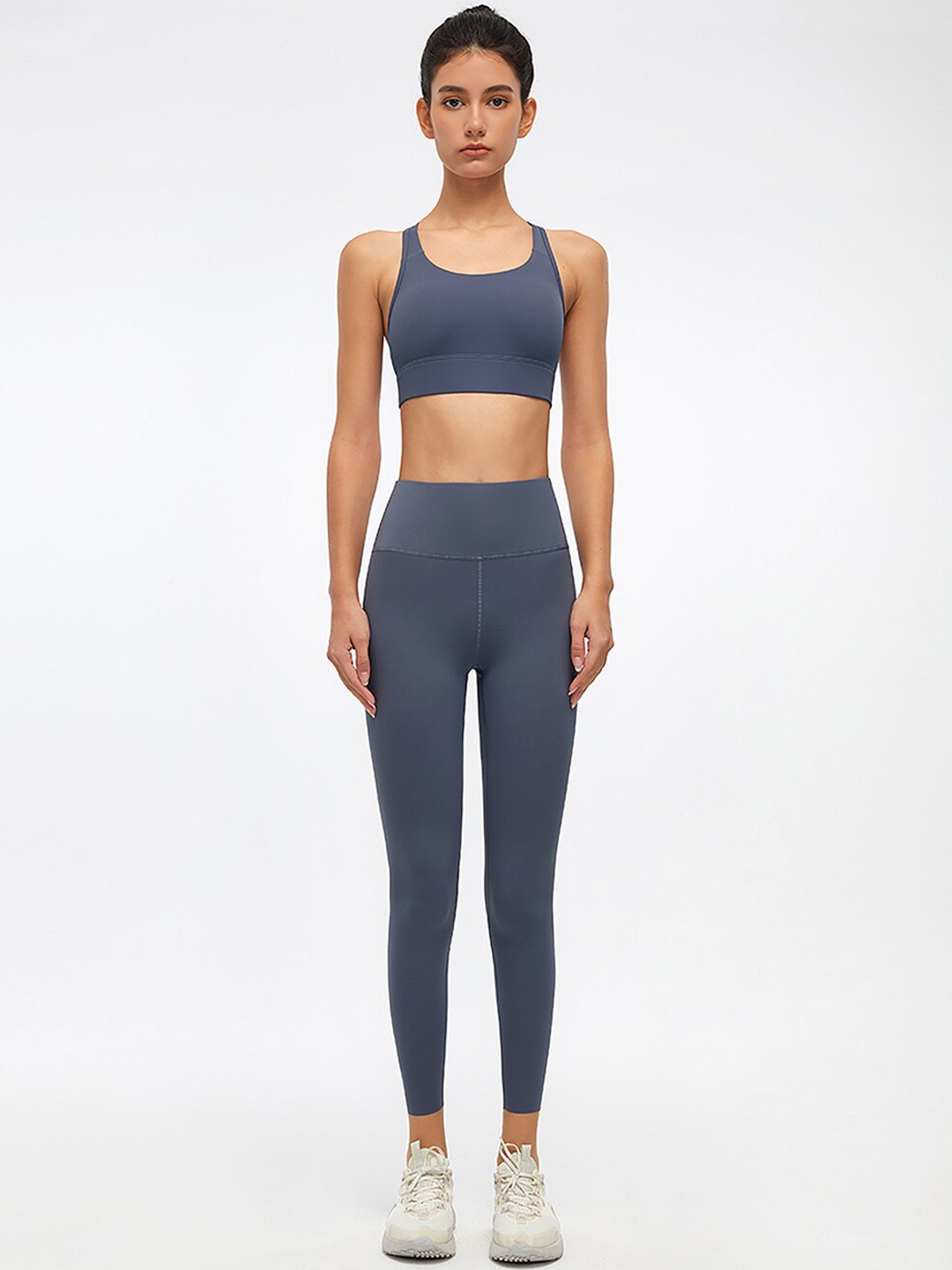 

JC Collection Women Blue Solid Top & Tights Co-Ords Set