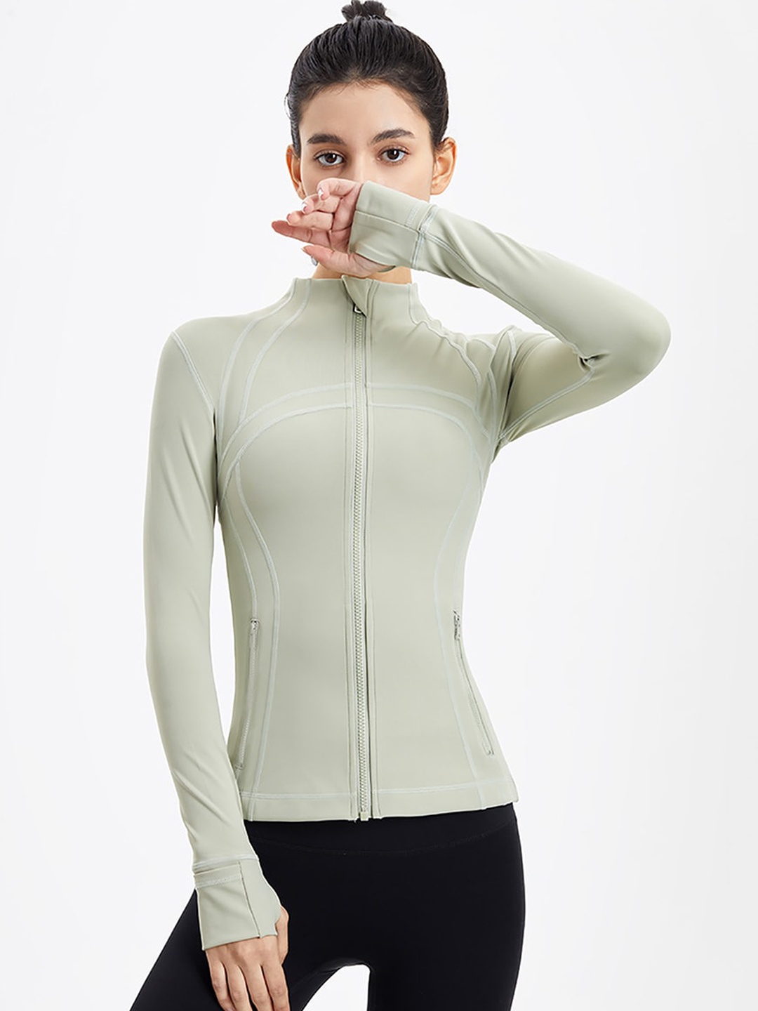 

JC Collection Women Green Lightweight Crop Training or Gym Sporty Jacket