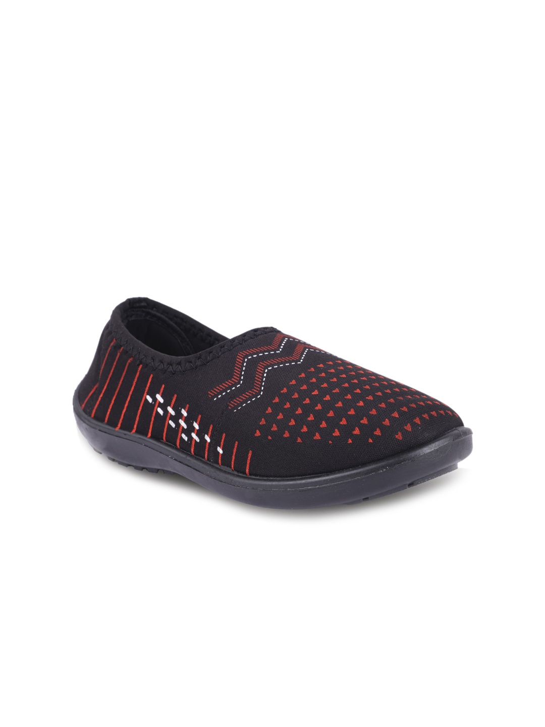 

FABBMATE Women Printed Slip-On Sneakers, Black