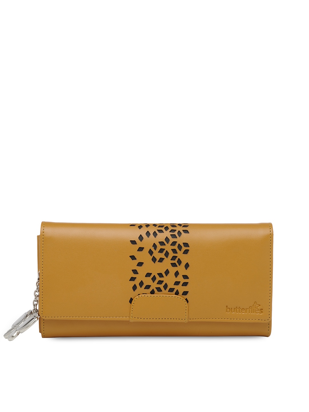 

Butterflies Women Mustard Yellow Twofold Wallet