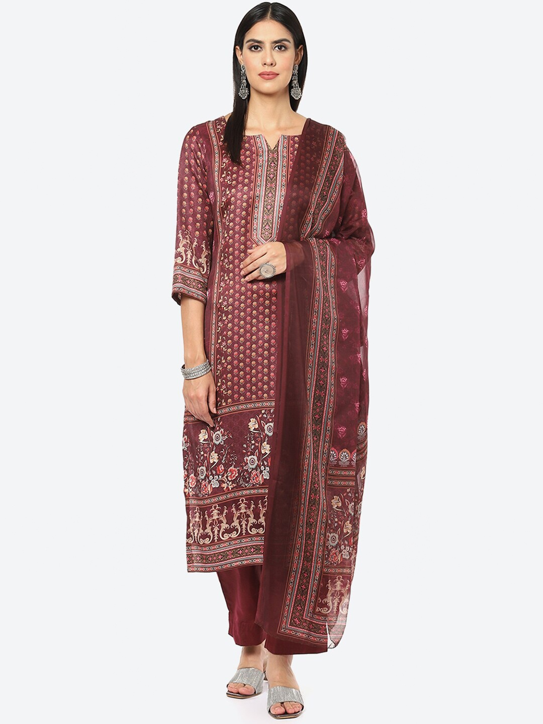 

Biba Women Maroon & Red Unstitched Dress Material