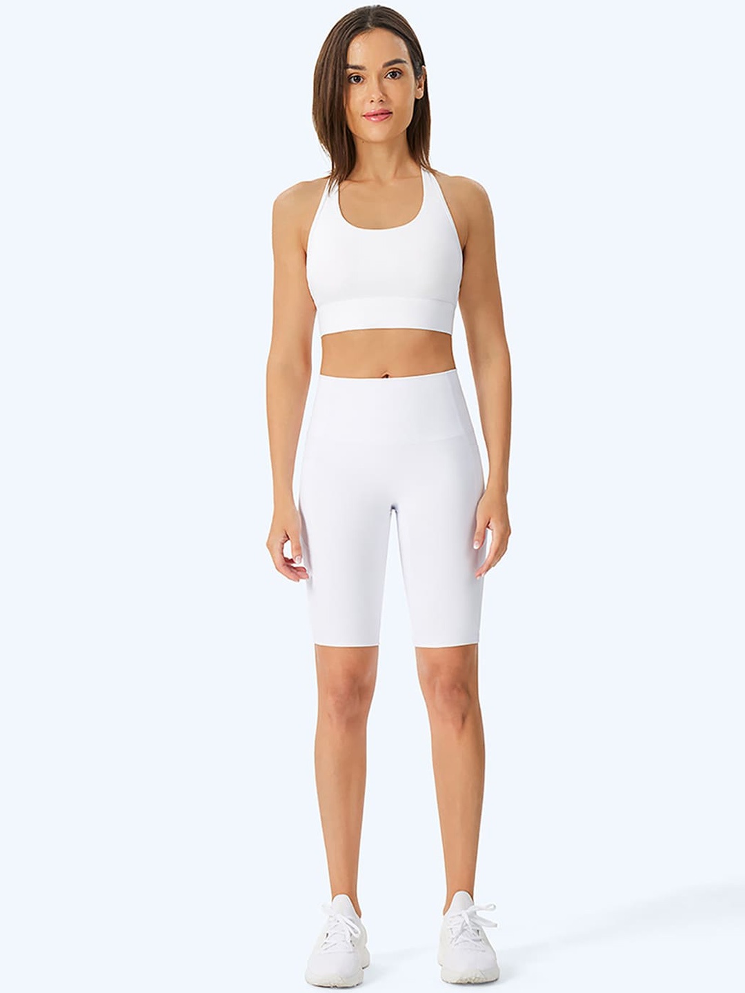 

JC Collection Women Slim Fit High-Rise Training or Gym Antimicrobial Shorts, White