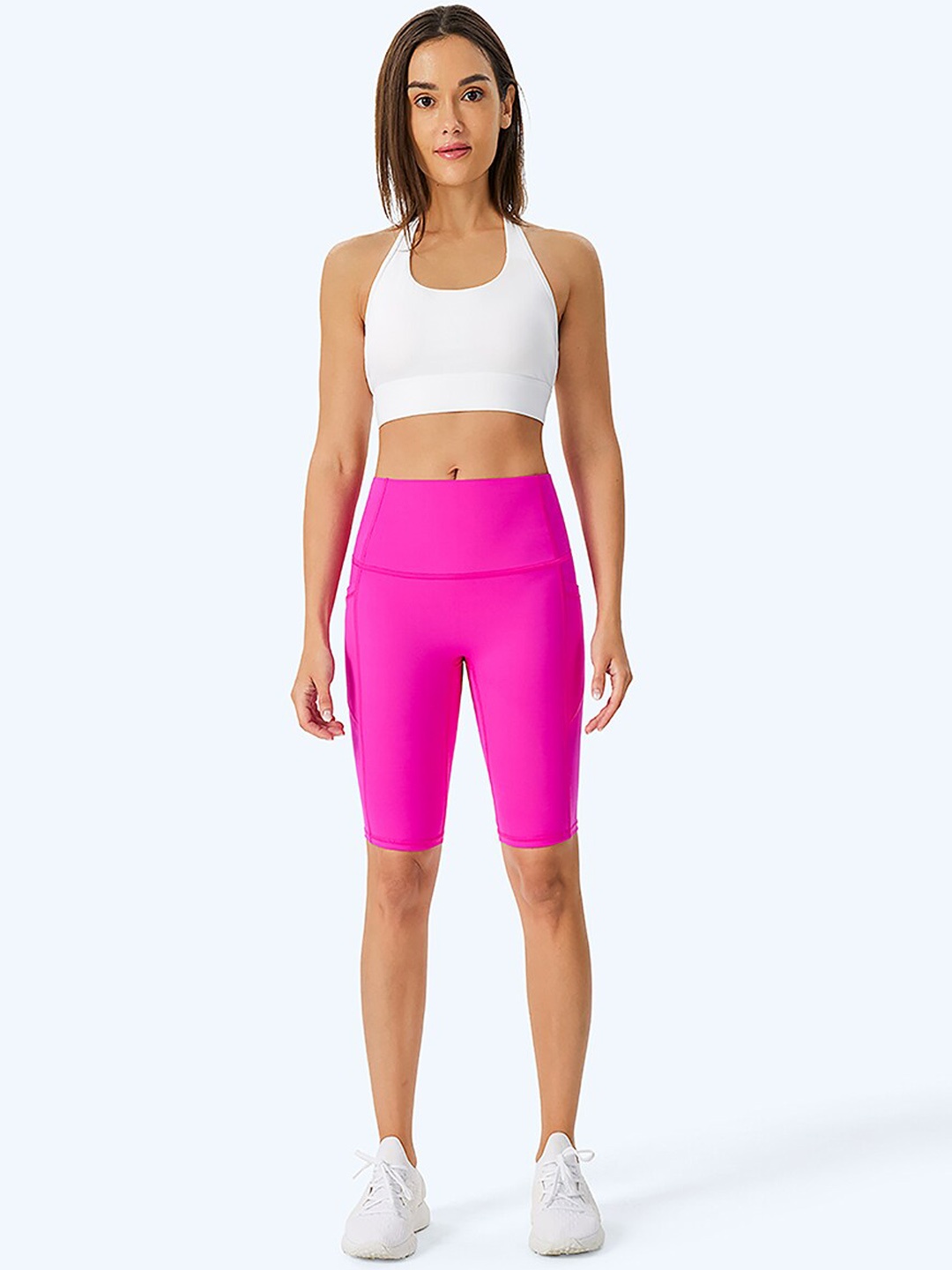 

JC Collection Women Slim Fit High-Rise Training or Gym Antimicrobial Shorts, Rose