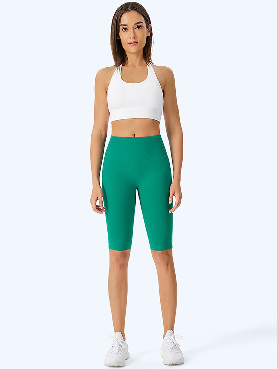 

JC Collection Women Slim Fit High-Rise Training or Gym Antimicrobial Shorts, Green