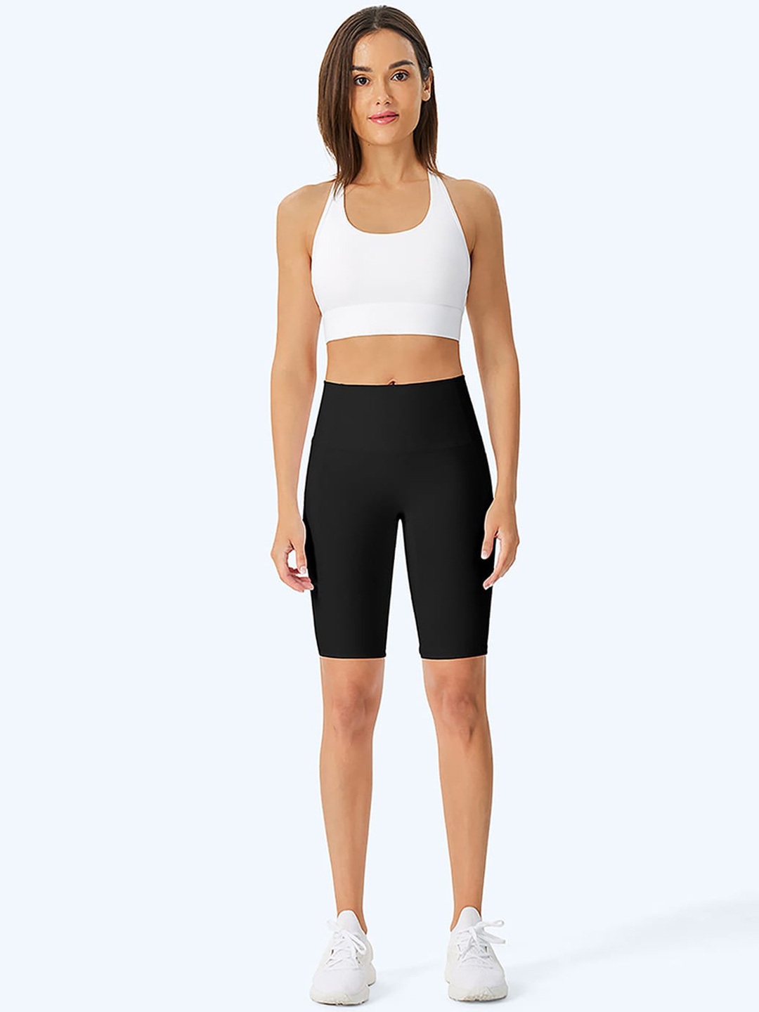 

JC Collection Women Slim Fit High-Rise Training or Gym Antimicrobial Shorts, Black