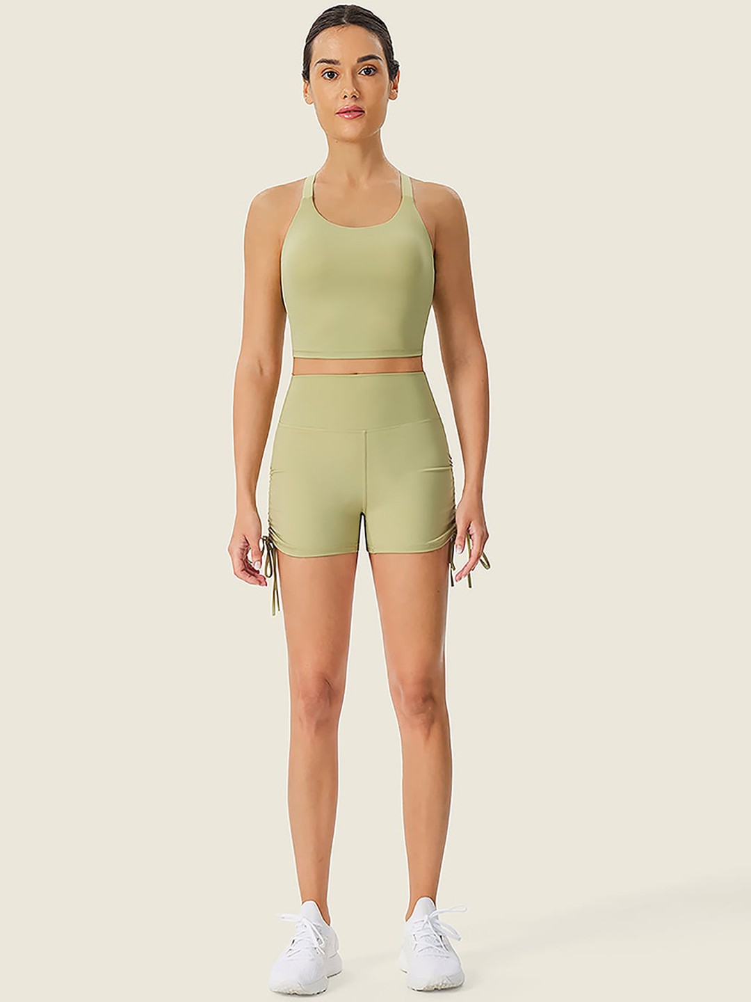 

JC Collection Women Slim Fit High-Rise Training or Gym Antimicrobial Shorts, Green