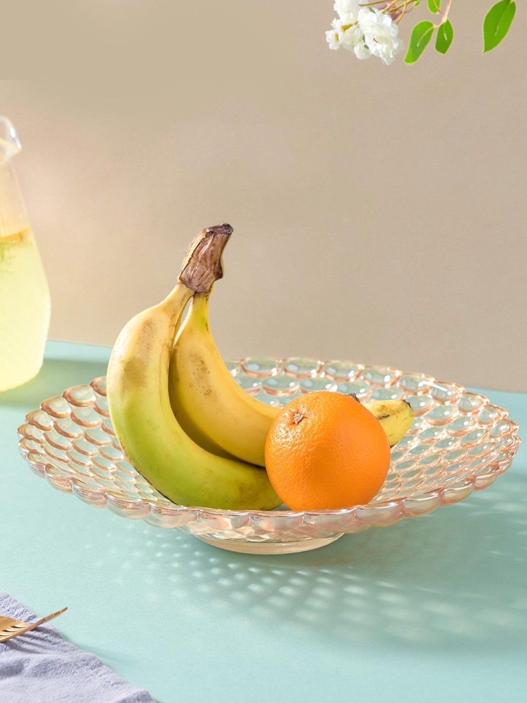 

Nestasia Textured Glass Decorative Fruit Serving Bowl, Beige
