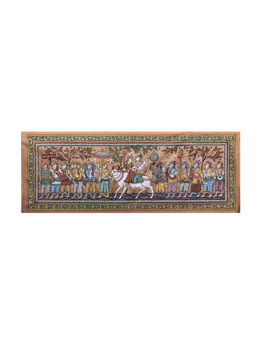 

Exotic India Brown Lord Shiva Taking His Bride Parvati Home Painted Wall Art