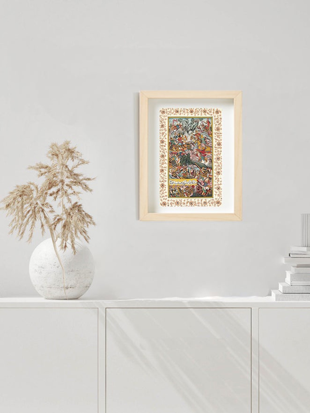 

Exotic India Battle Scene Watercolor Painted Wall Art, Green
