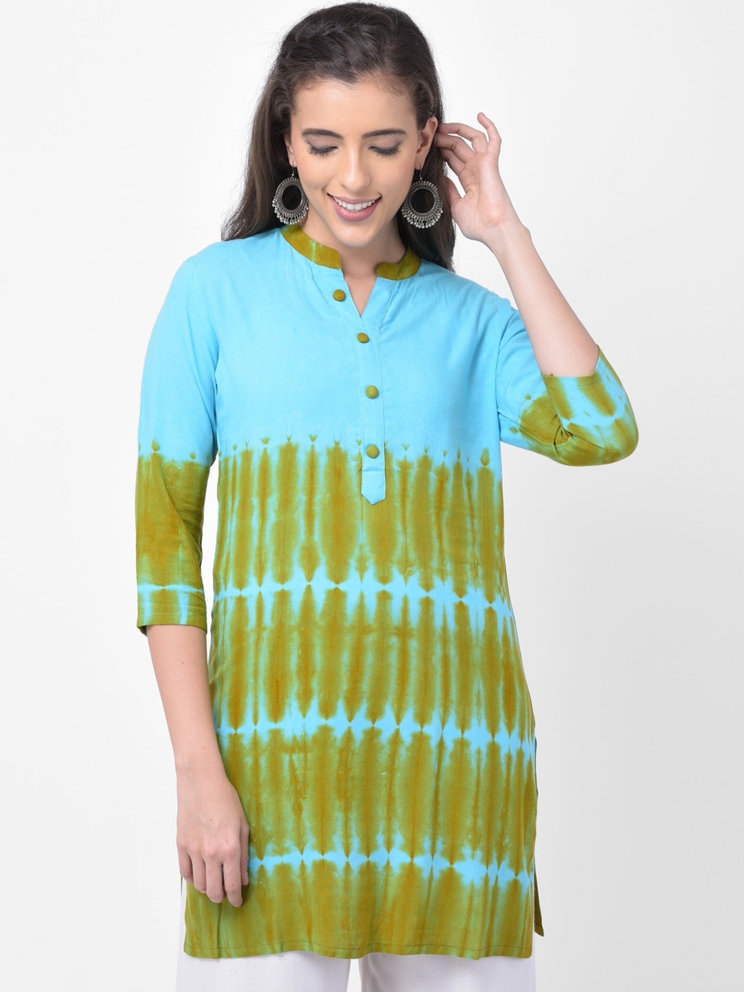 

aayusika Women Green & Blue Printed Kurta