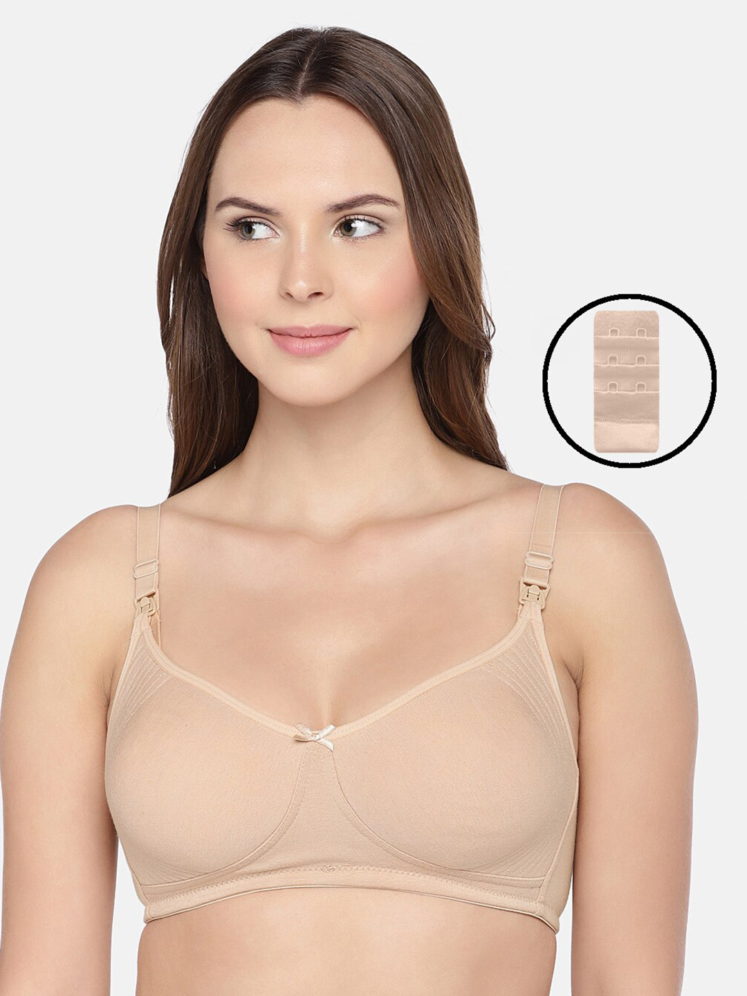 

Inner Sense Organic Cotton Antimicrobial Soft feeding Bra with an Extender, Beige