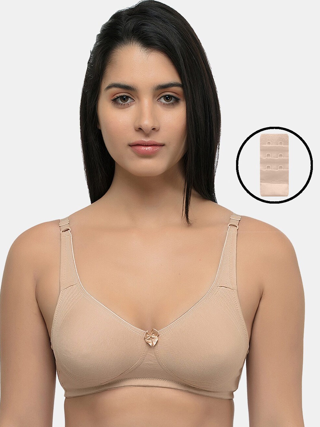 

Inner Sense Organic Cotton Antimicrobial Seamless Side Support Bra With an Extender, Beige