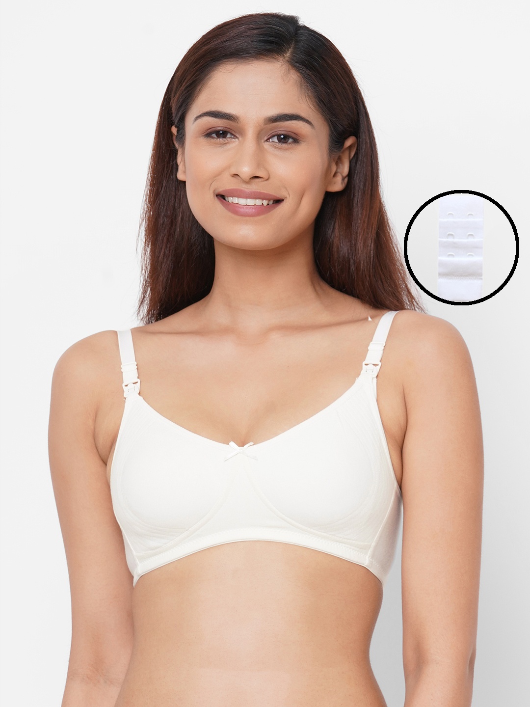 

Inner Sense Organic Cotton Antimicrobial Soft feeding Bra with an Extender, White