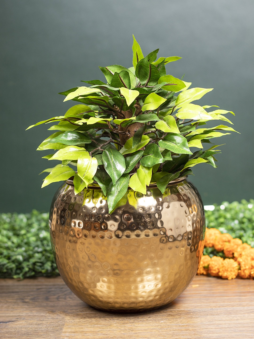

MARKET99 Gold-Toned Pot Shaped Flower Vase