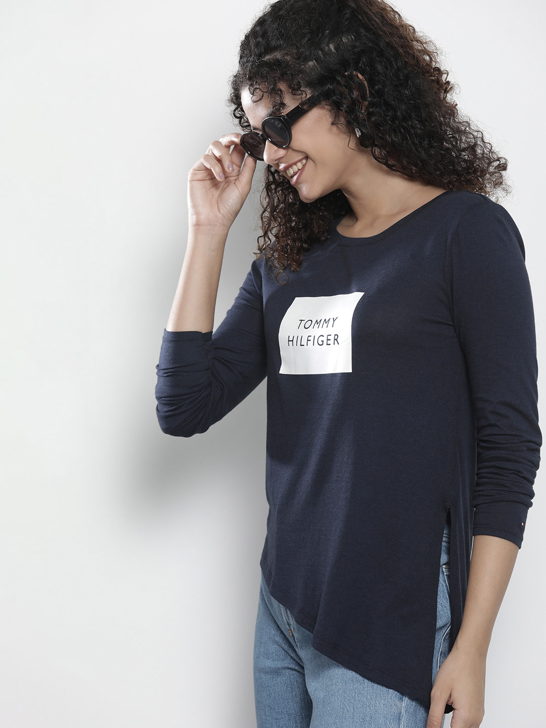 

Tommy Hilfiger Navy Blue Brand Logo Print Top