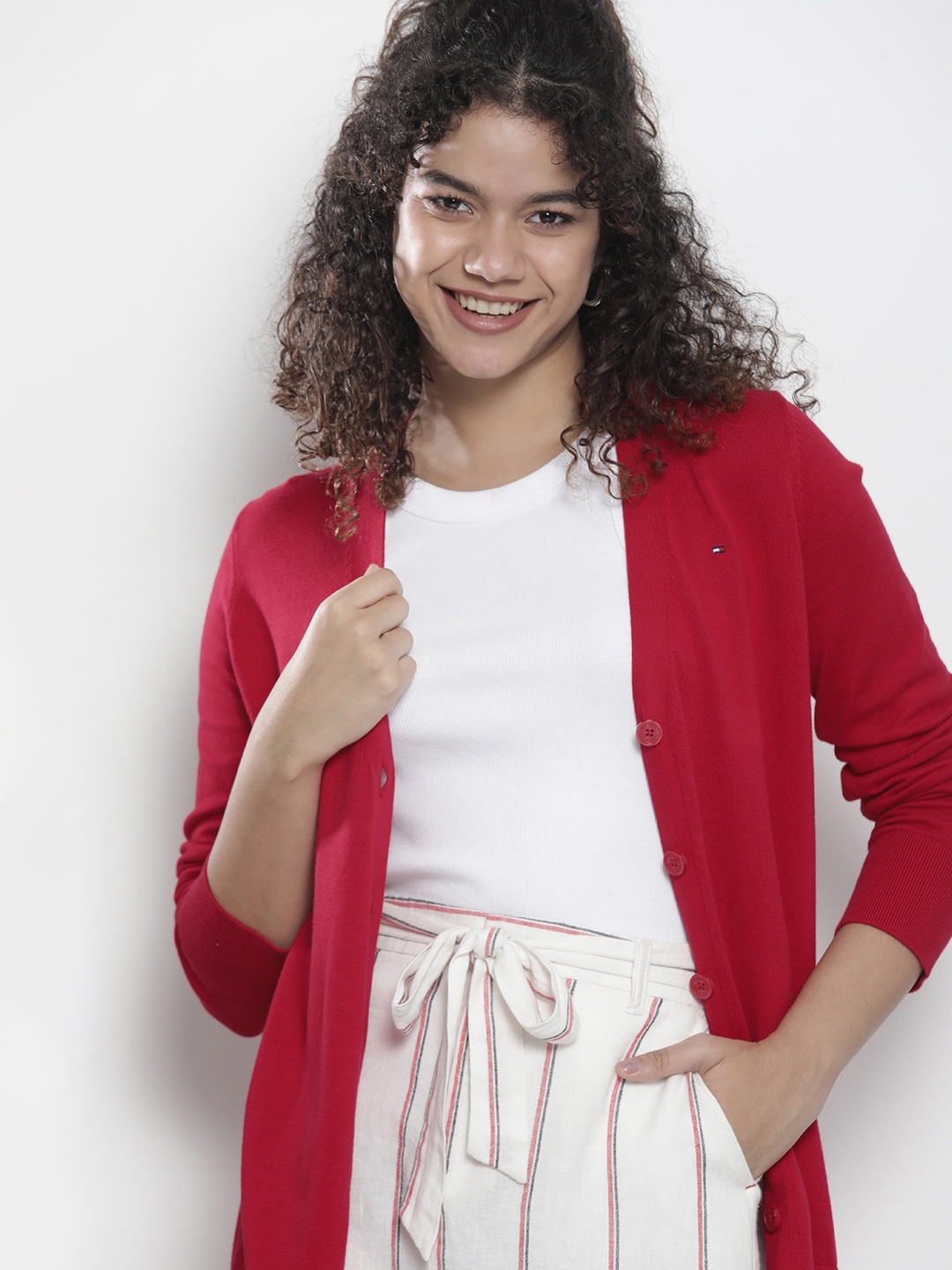 

Tommy Hilfiger Women Red Solid Cardigan