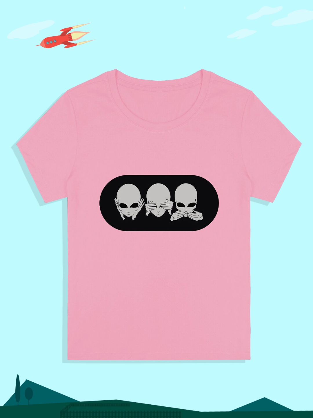 

RCPL Bad Monkey Kids Pink Alien Gandhis Printed Slim Fit T-shirt