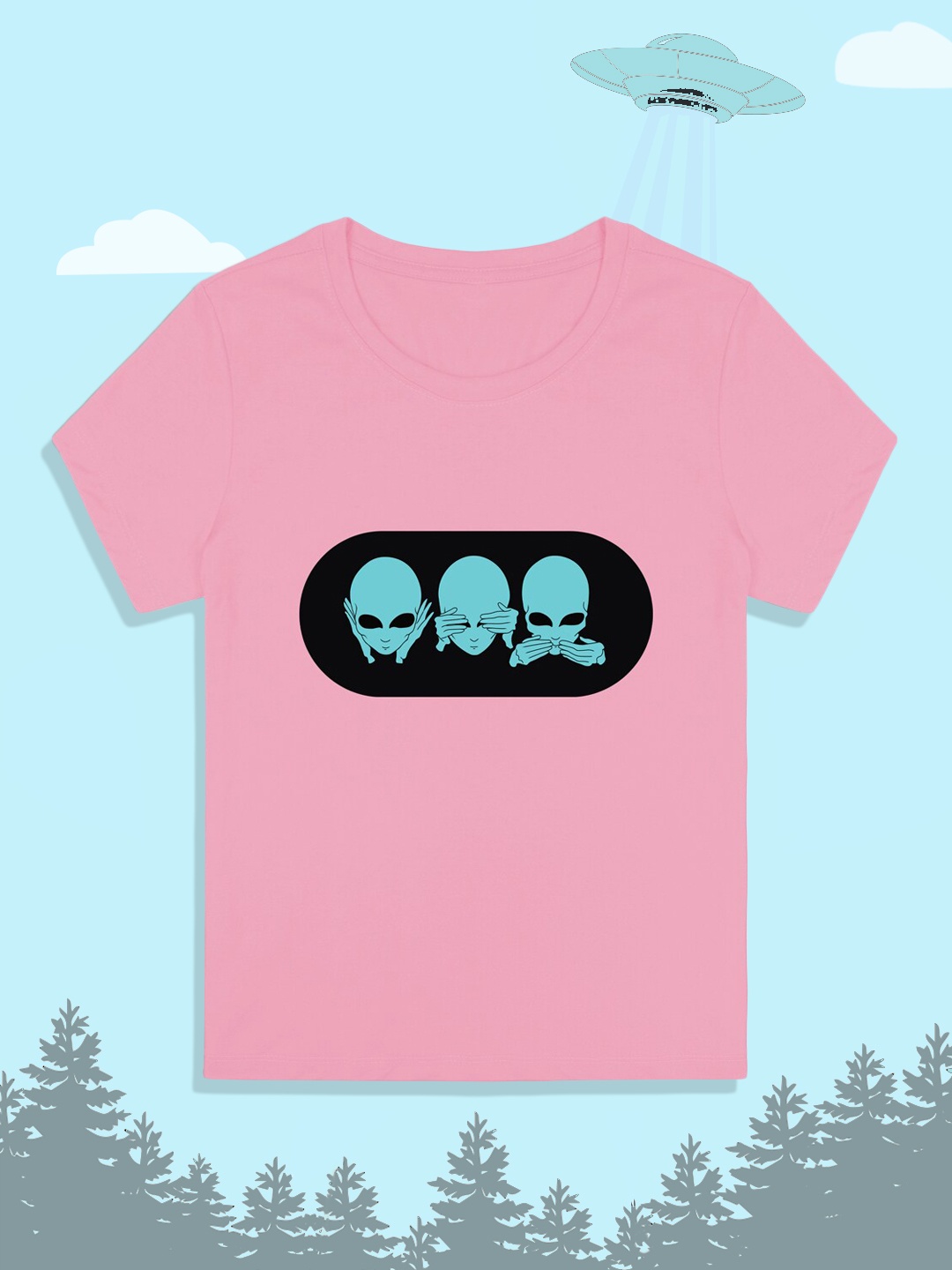 

RCPL Bad Monkey Kids Pink Alien Printed Slim Fit T-shirt
