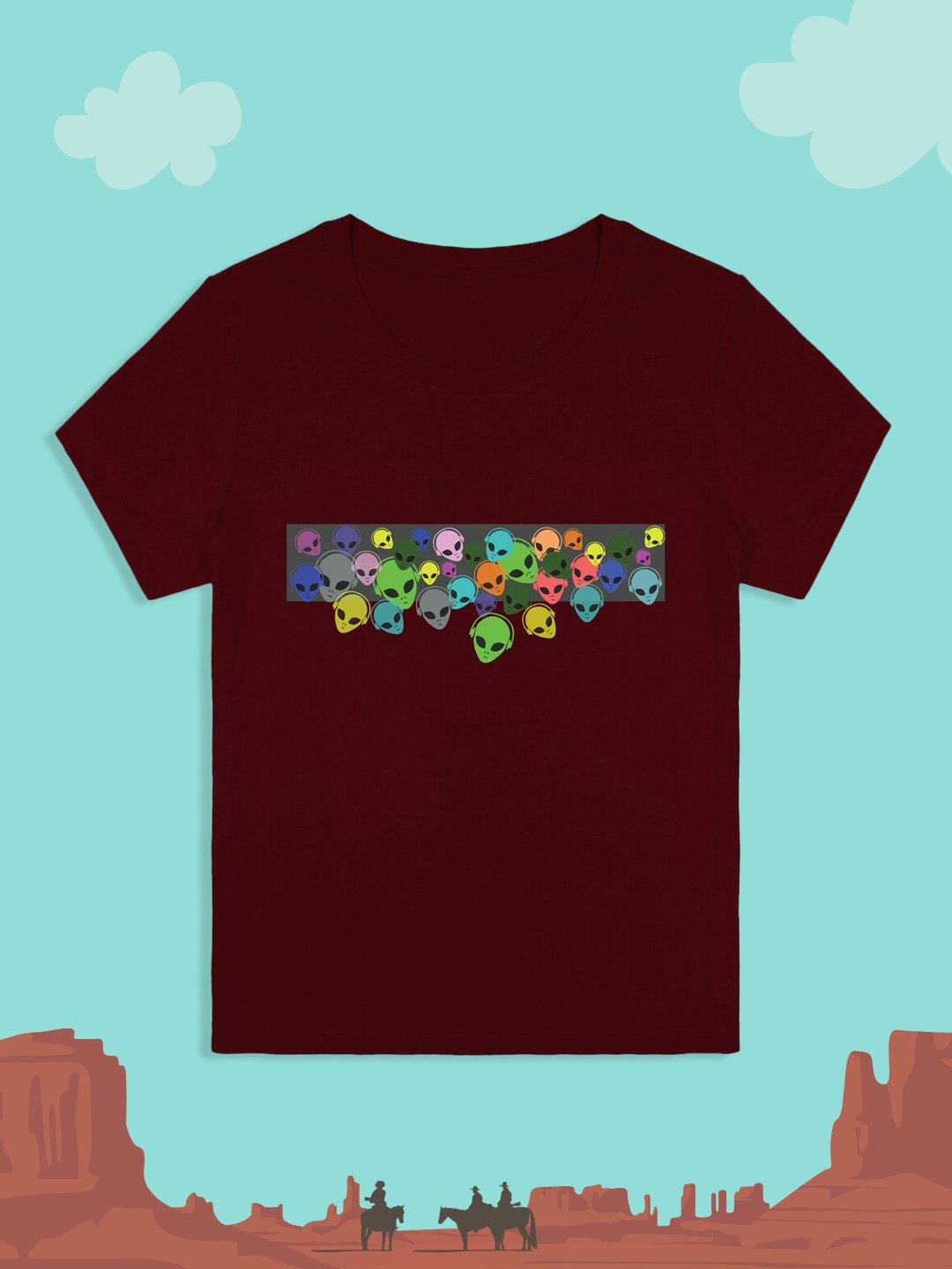 

RCPL Bad Monkey Kids Maroon Alien Printed Slim Fit T-shirt