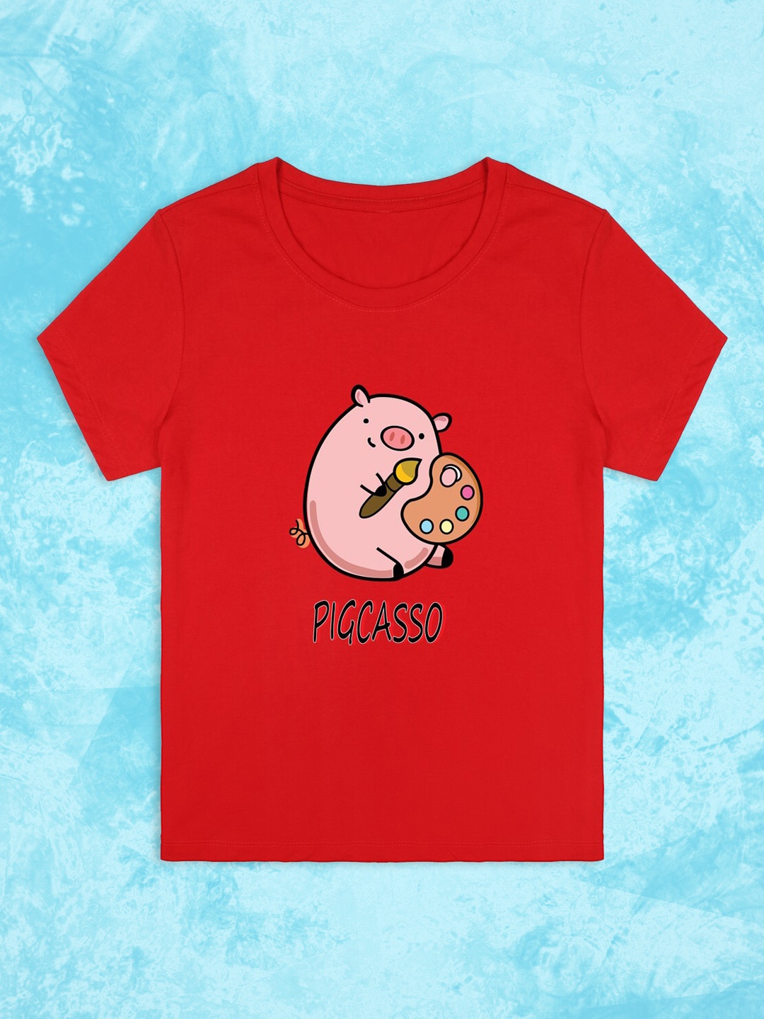 

RCPL Bad Monkey Kids Red Pigcasso Printed Slim Fit T-shirt