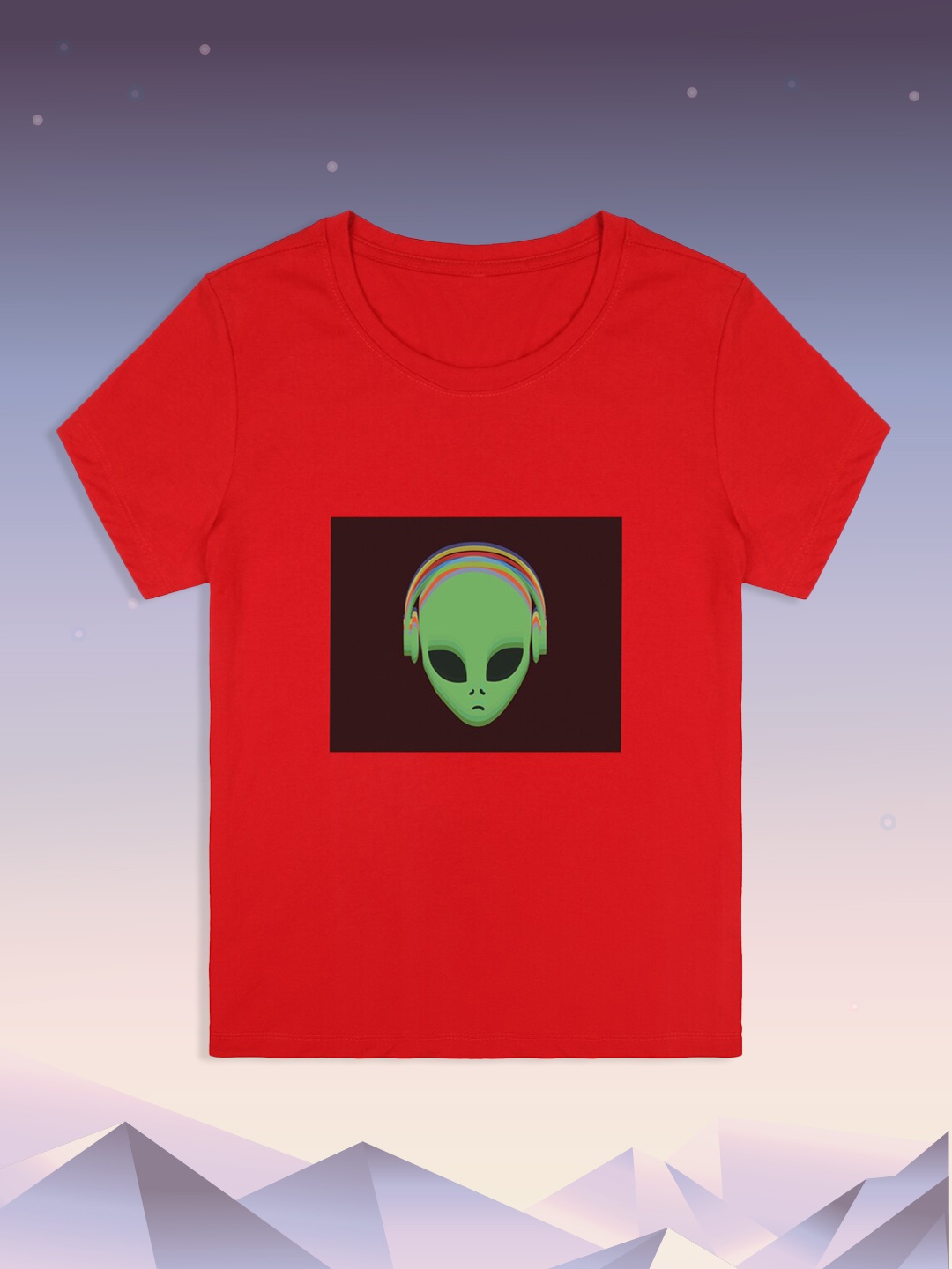 

RCPL Bad Monkey Kids Red DJ Alien Printed Slim Fit T-shirt