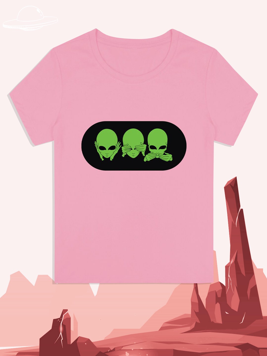 

RCPL Bad Monkey Kids Pink Alien Printed Slim Fit T-shirt