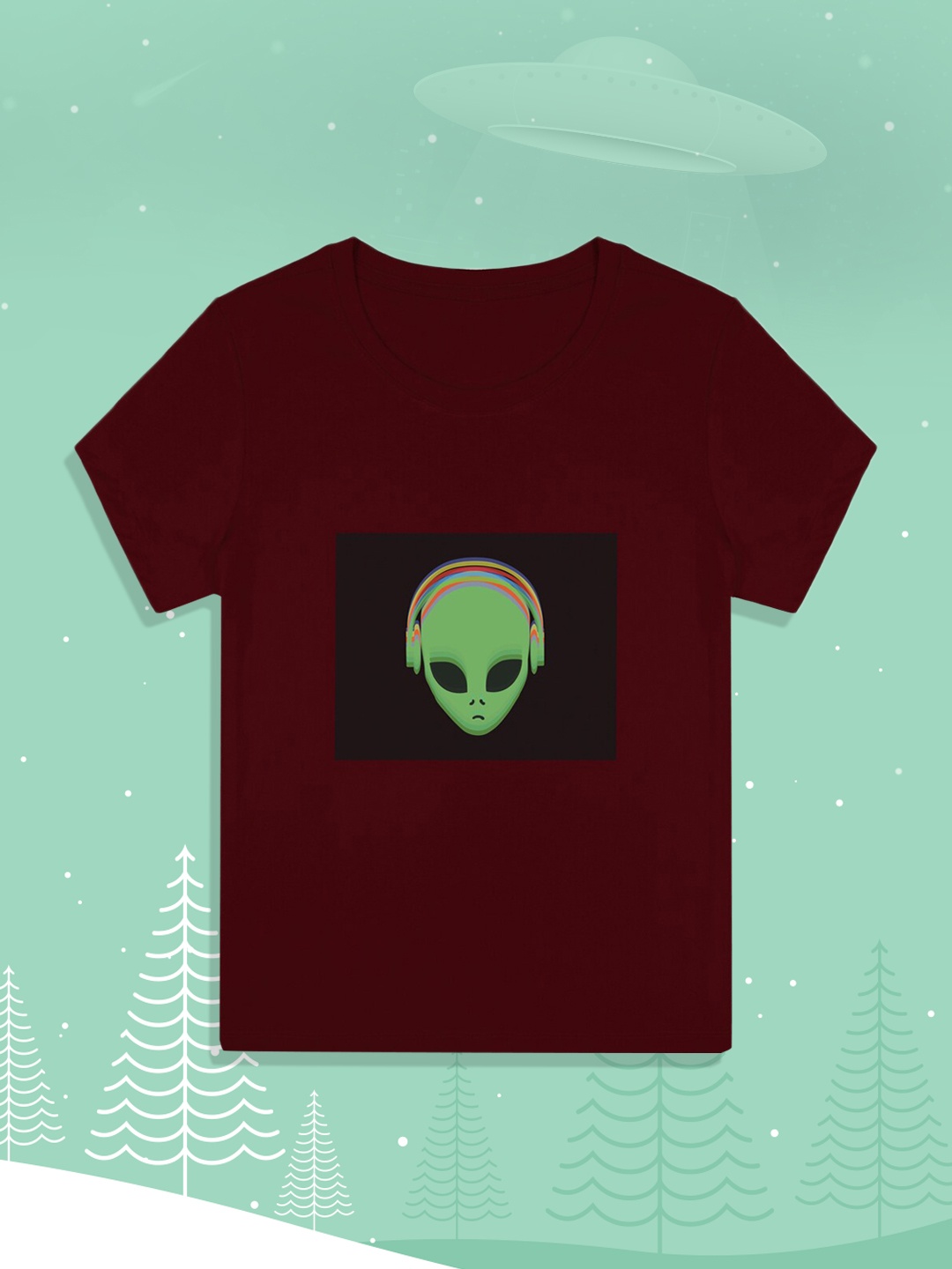 

RCPL Bad Monkey Kids Maroon Alien Printed Slim Fit Cotton T-shirt