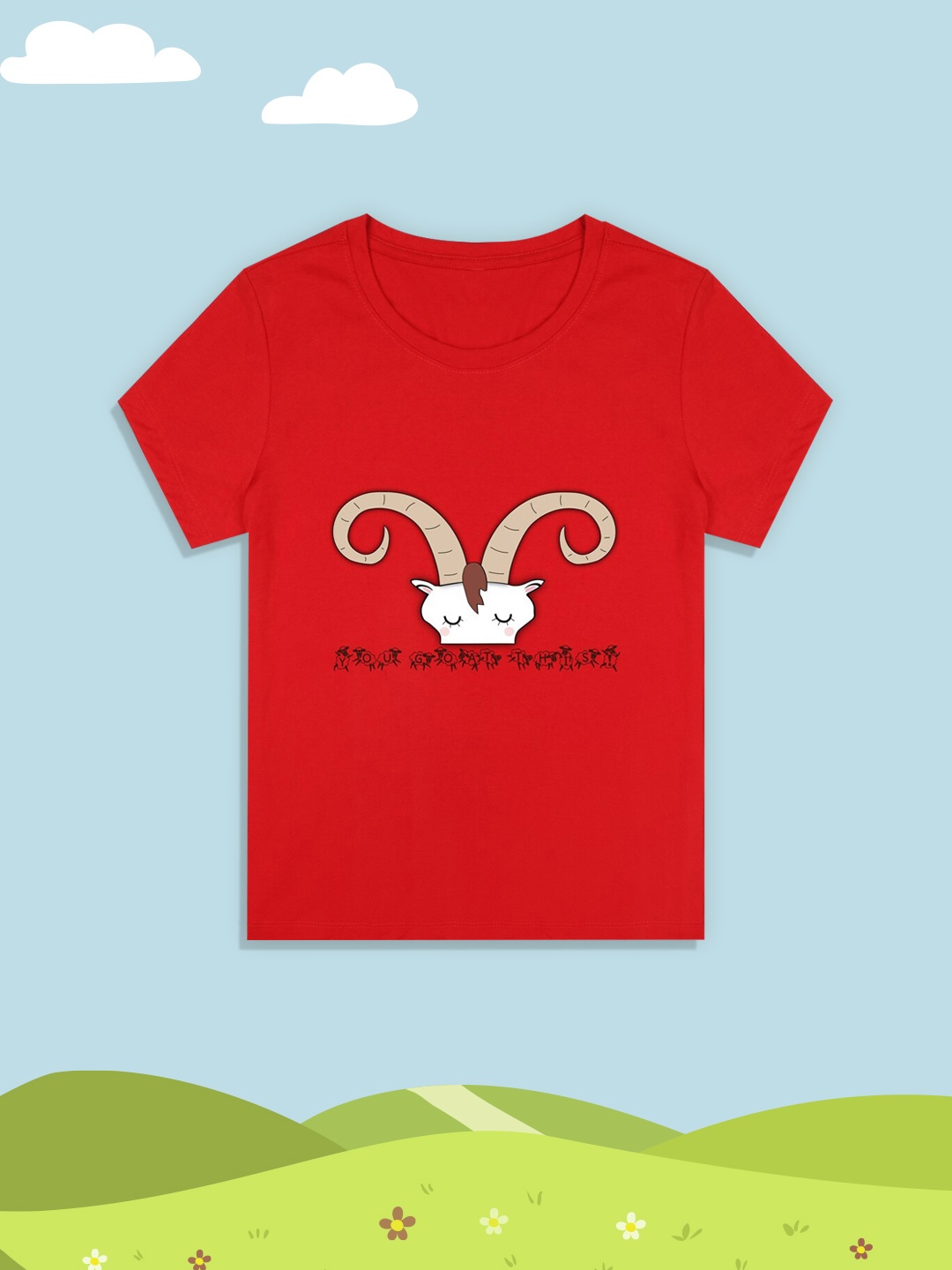 

RCPL Bad Monkey Kids Red Saint Goat Graphic Printed Cotton Slim Fit T-shirt