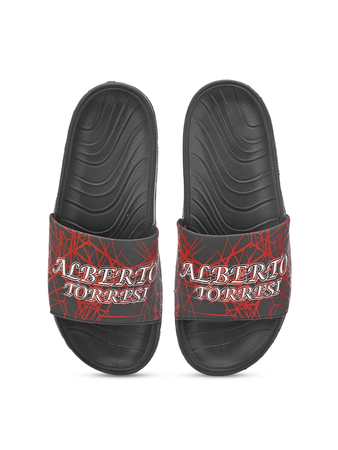 

Alberto Torresi Men Printed Sliders, Black