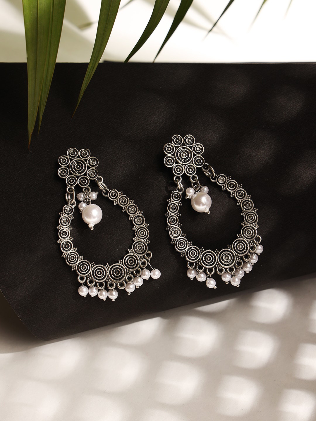 

Jazz and Sizzle Silver-Toned Contemporary Chandbalis Earrings
