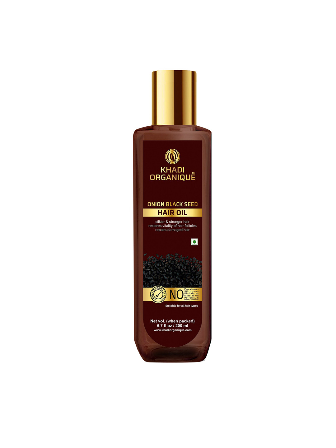 

Khadi Organique Onion Black Seed Hair Oil 200 ml, Brown