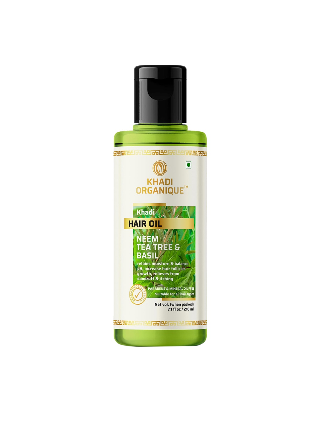 

Khadi Organique Neem Tea Tree & Basil Hair Oil 210ml, Green