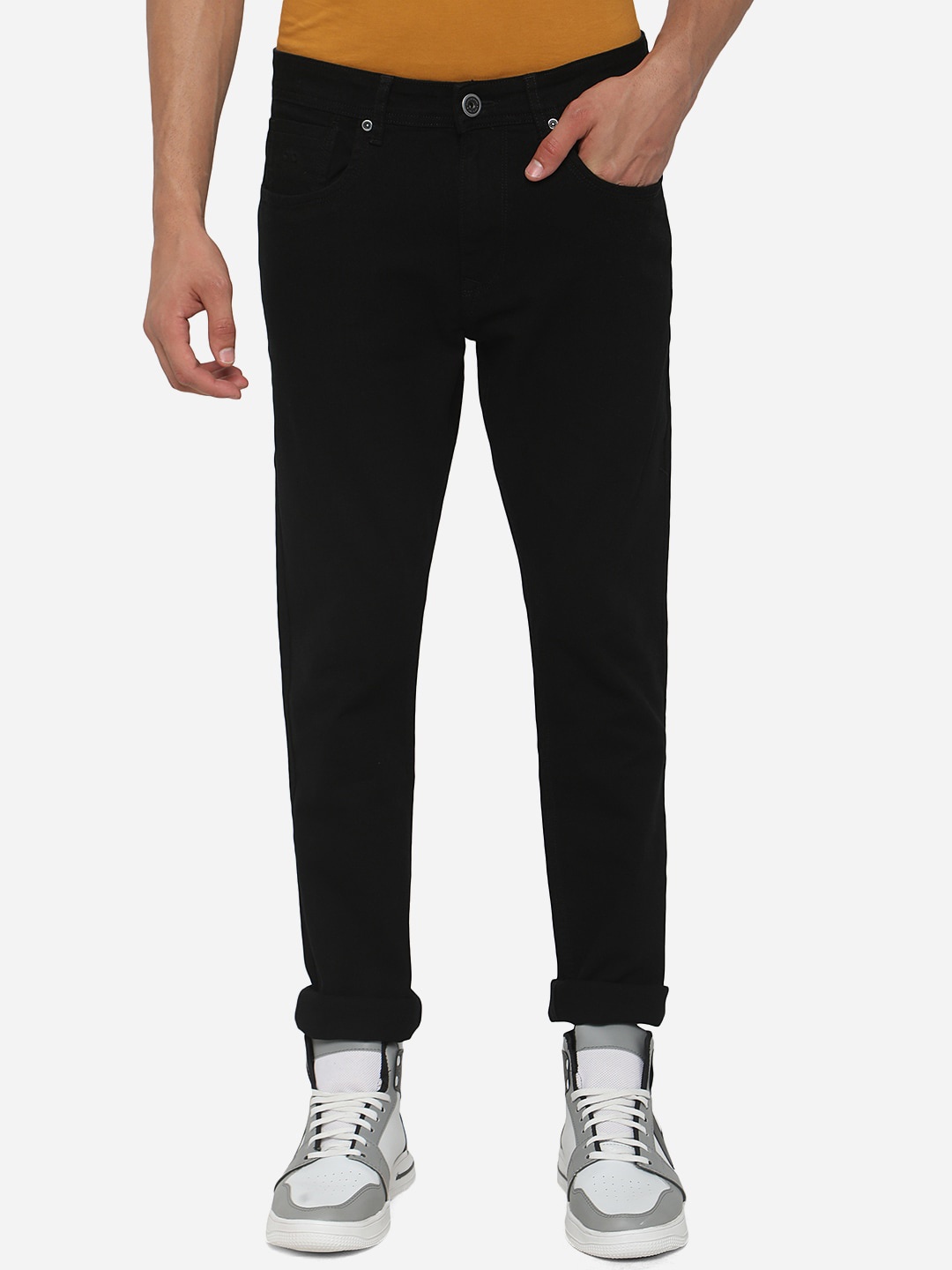 

JADE BLUE Men Black Straight Fit Stretch Jeans